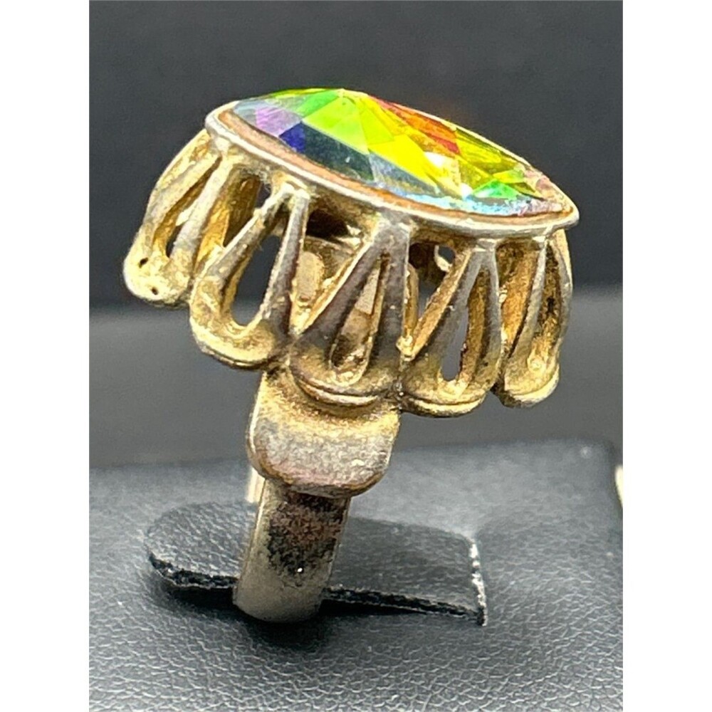 Vintage Whiting & Davis Watermelon Tourmaline Quartz Ring 5.5 - Picture 7 of 8